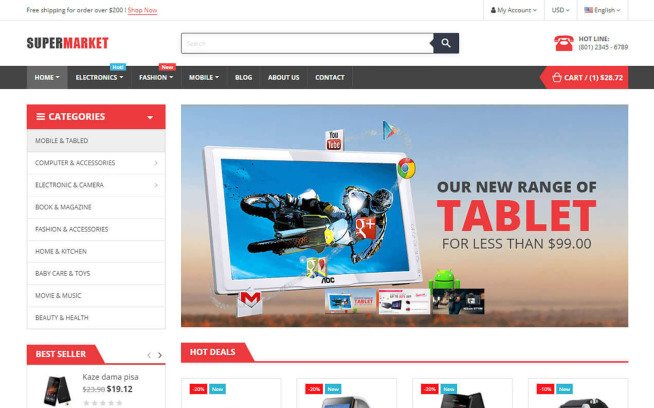 SuperMarket Store Elementor eCommerce PrestaShop Theme