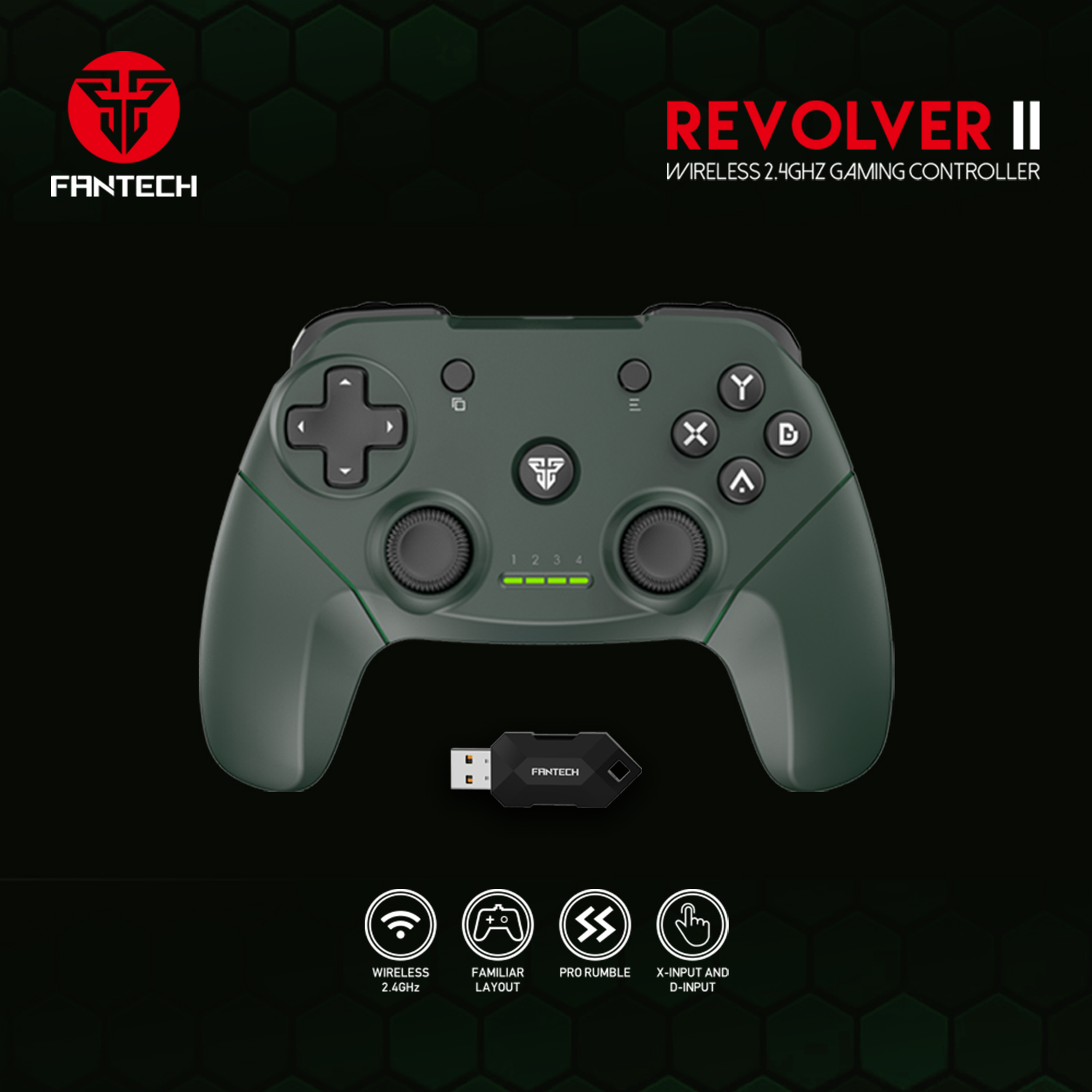 Fantech WGP12 REVOLVER Wireless Gaming Controller – Green