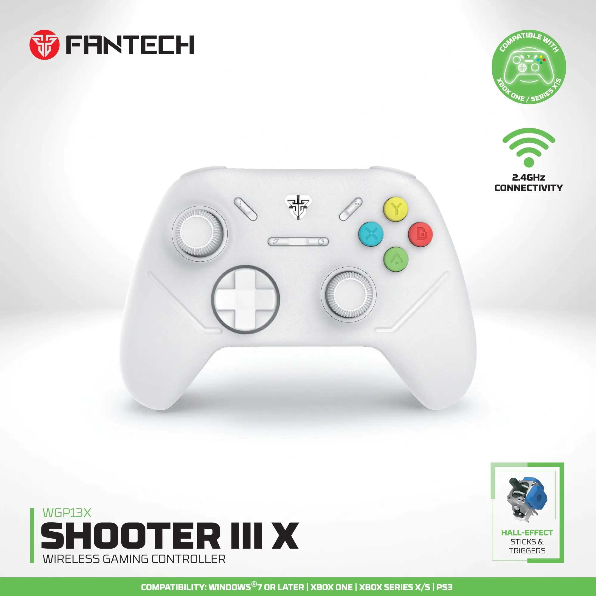 قبضة تحكم جيمنج لاسلكية FANTECH WGP13X SHOOTER III X White