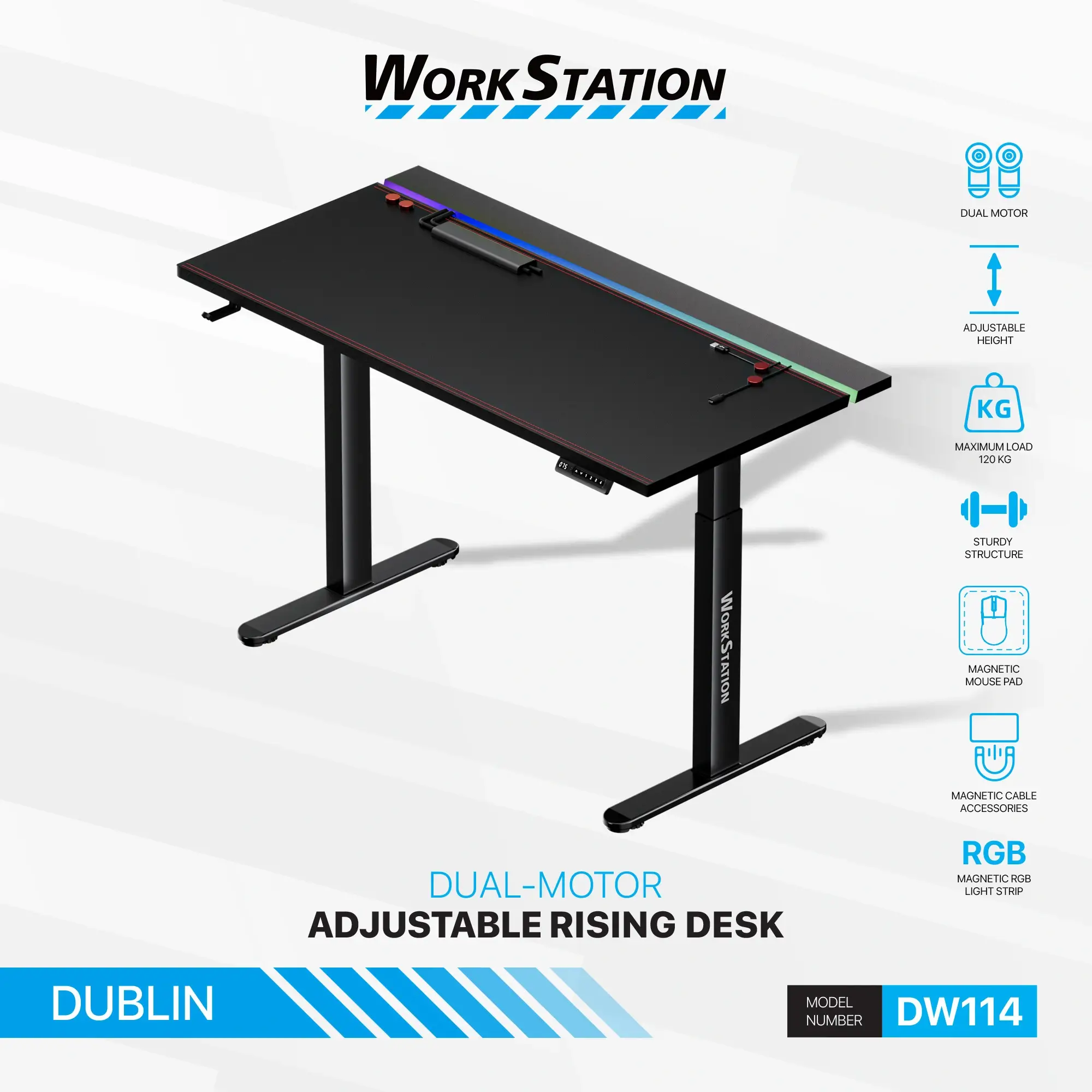 طاولة مغناطيسية FANTECH DW114 DUBLIN Workstation Dual Motor Adjustable Rising 