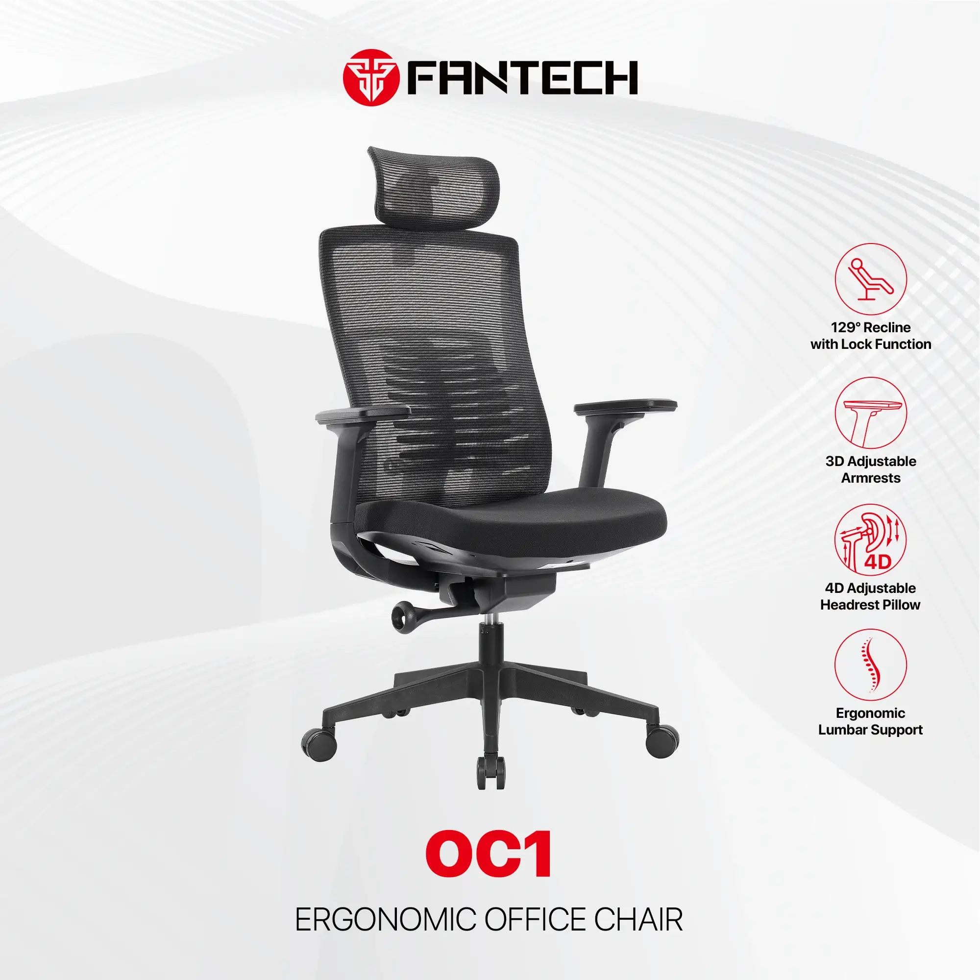 FANTECH OC1 Ergonomic Office Chair Black