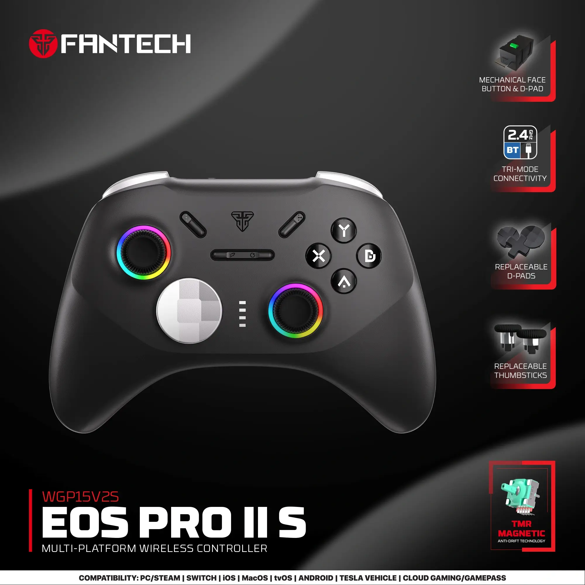 FANTECH EOS PRO II S WGP15V2S MECHANICAL BUTTONS WIRELESS GAMEPAD ORION