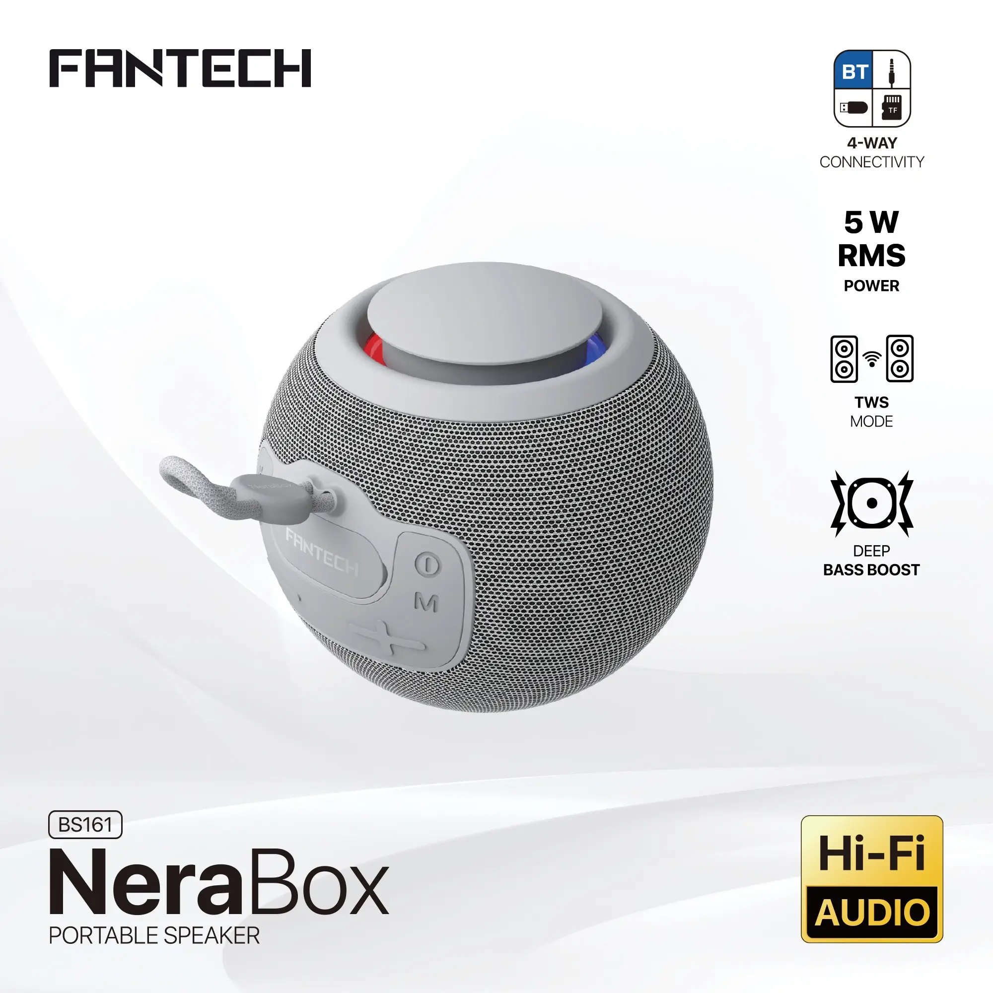 سبيكر FANTECH NeraBox BS161 HI-FI Portable Grey