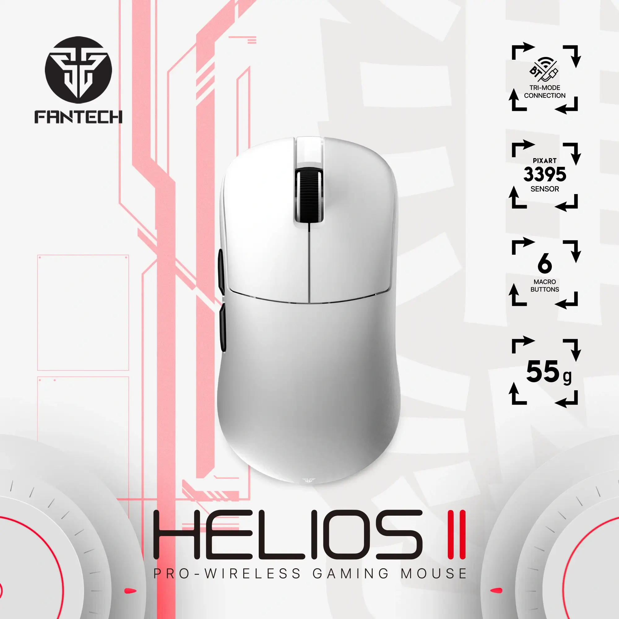 FANTECH HELIOS II XD3V3 4K8K PRO S E-SPORT WIRELESS GAMING MOUSE 