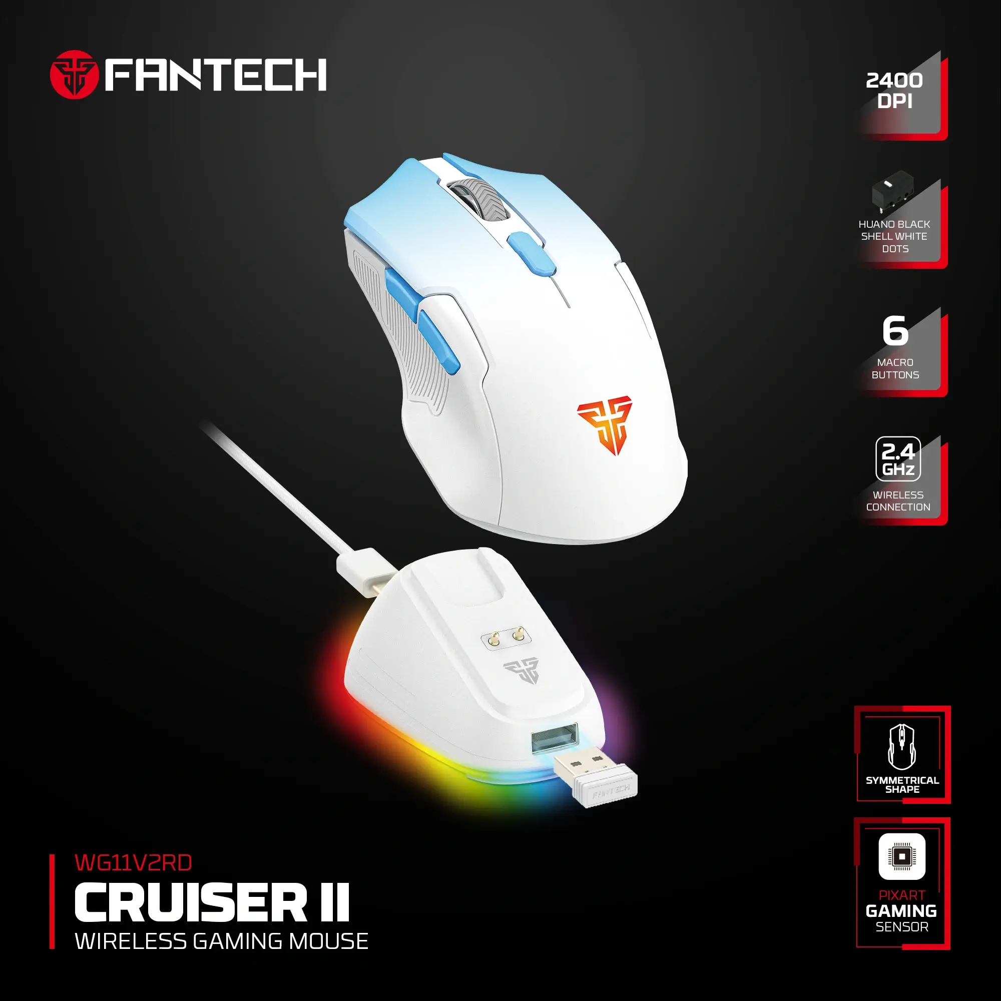 وايرلس جيمنج ماوس Fantech WG11V2RD CRUISER II Blue  