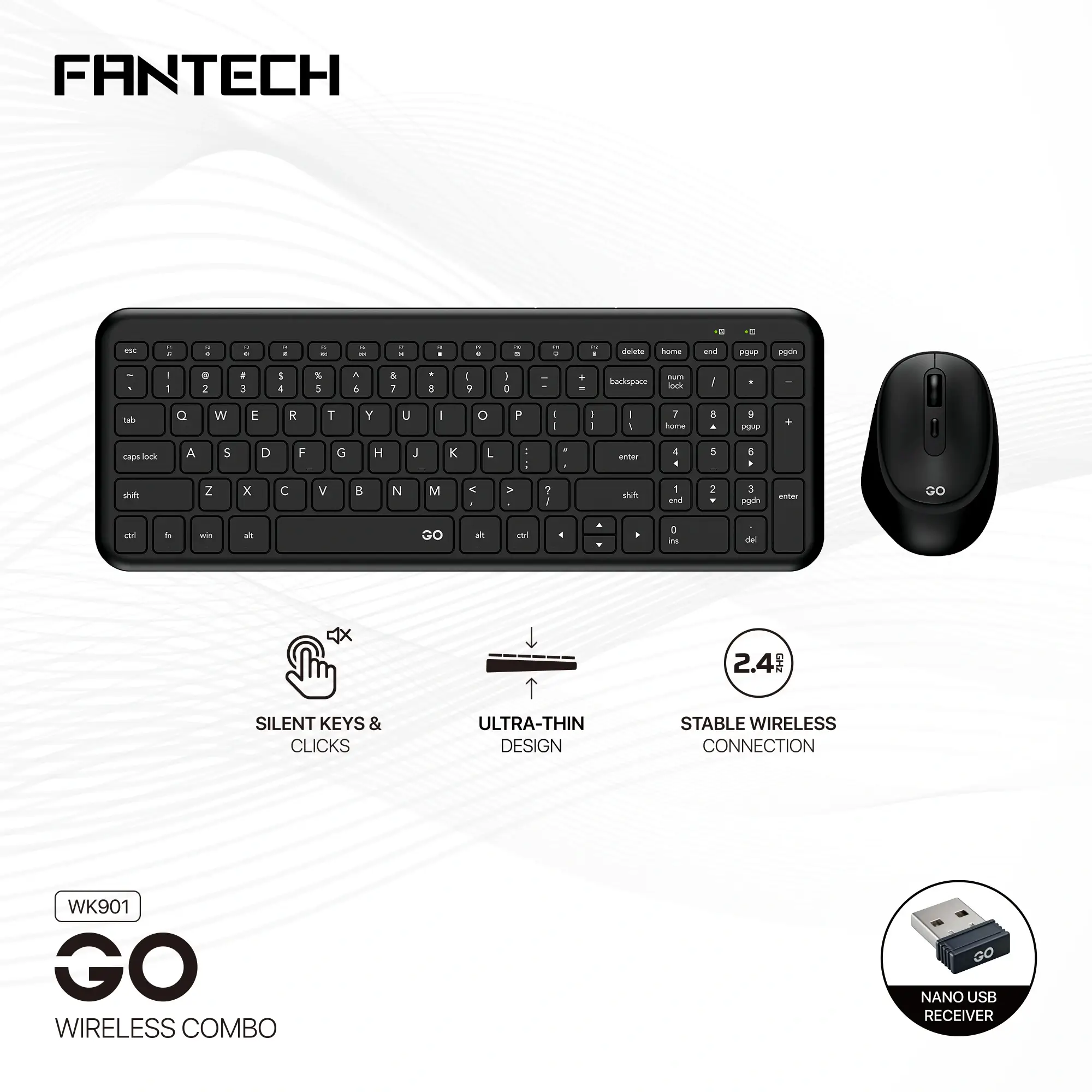 FANTECH WK901 GO Keyboard and Mouse Wireless Combo
