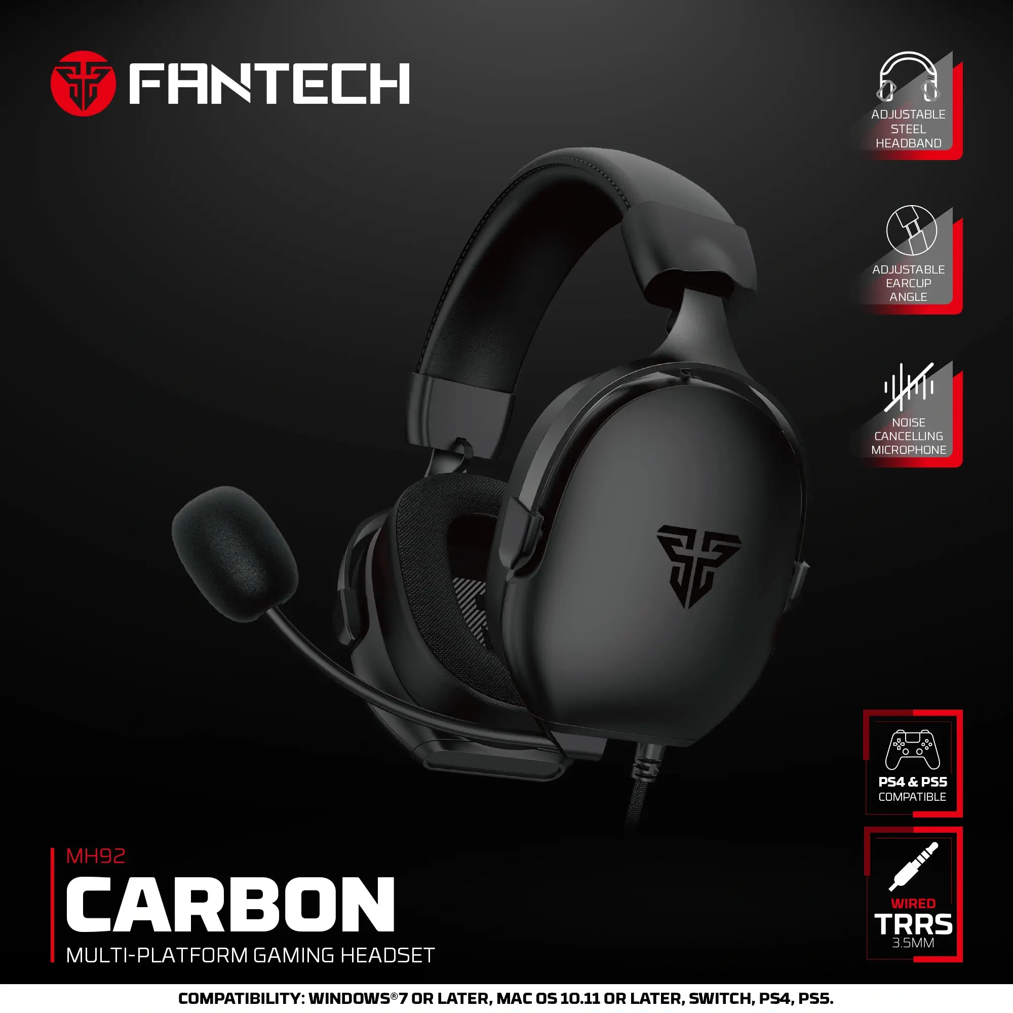 Fantech MH92 CARBON Multi-platform Gaming Headset Black