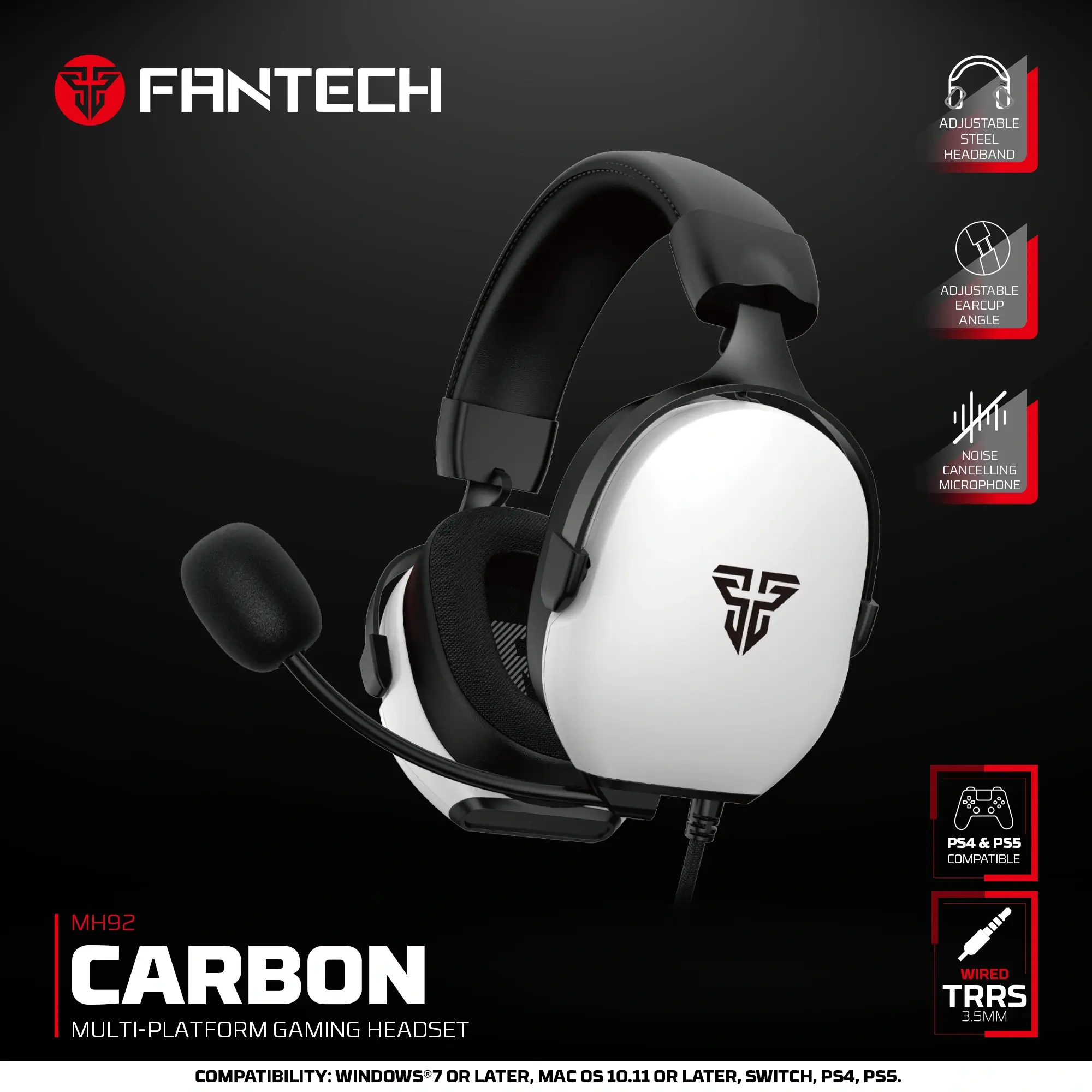 Fantech MH92 CARBON Multi-platform Gaming Headset White