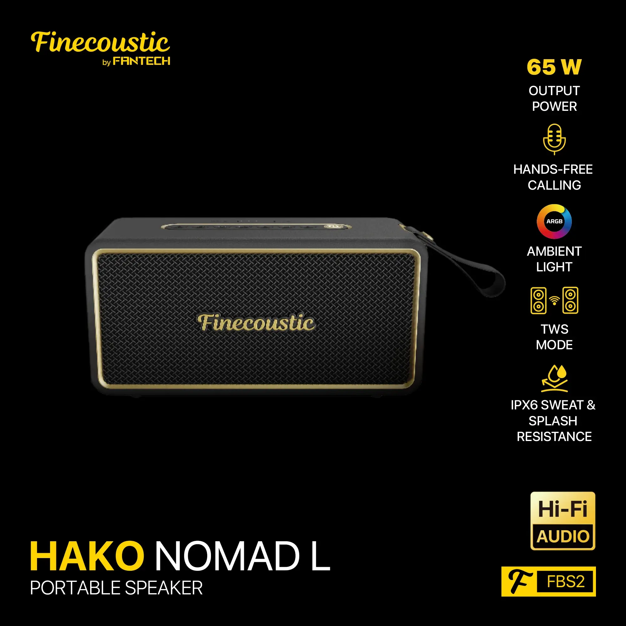 سبيكر Fantech Finecoustic FBS2 HOKO NOMAD L 4-Connection Mode Portable 