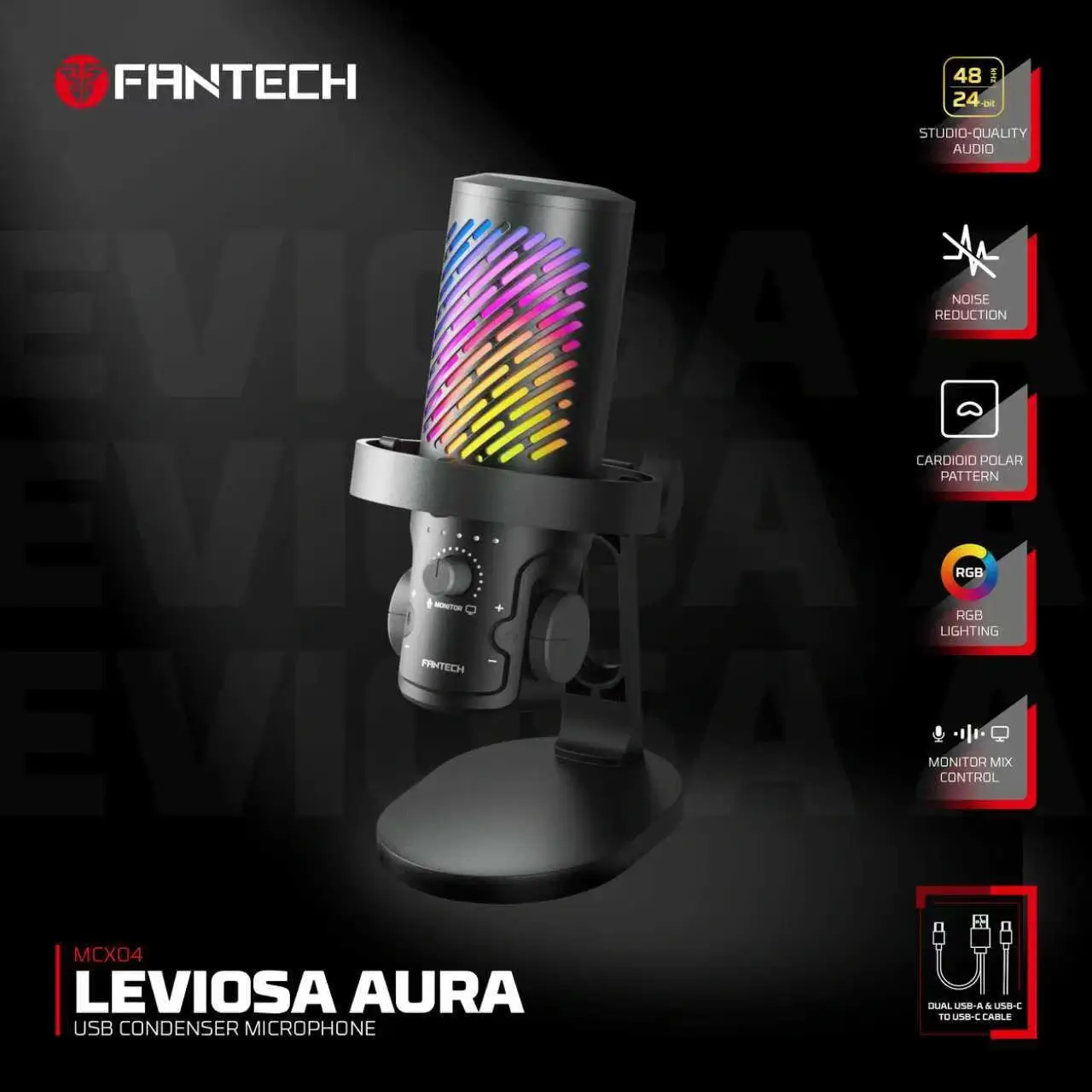 ميكروفون Fantech MCX04 LEVIOSA AURA USB Condenser 