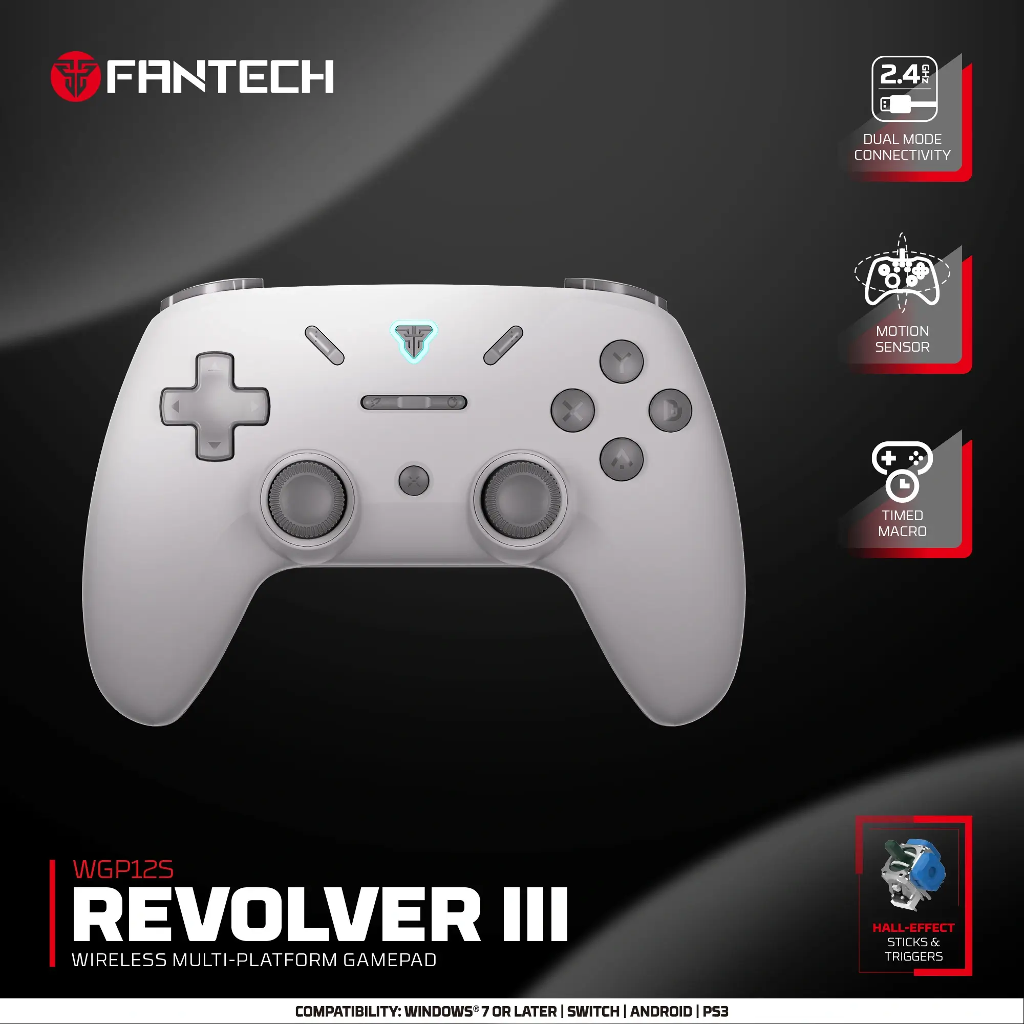  لاسلكي FANTECH WGP12S Revolver III Multi-Platform Gamepad - رمادي