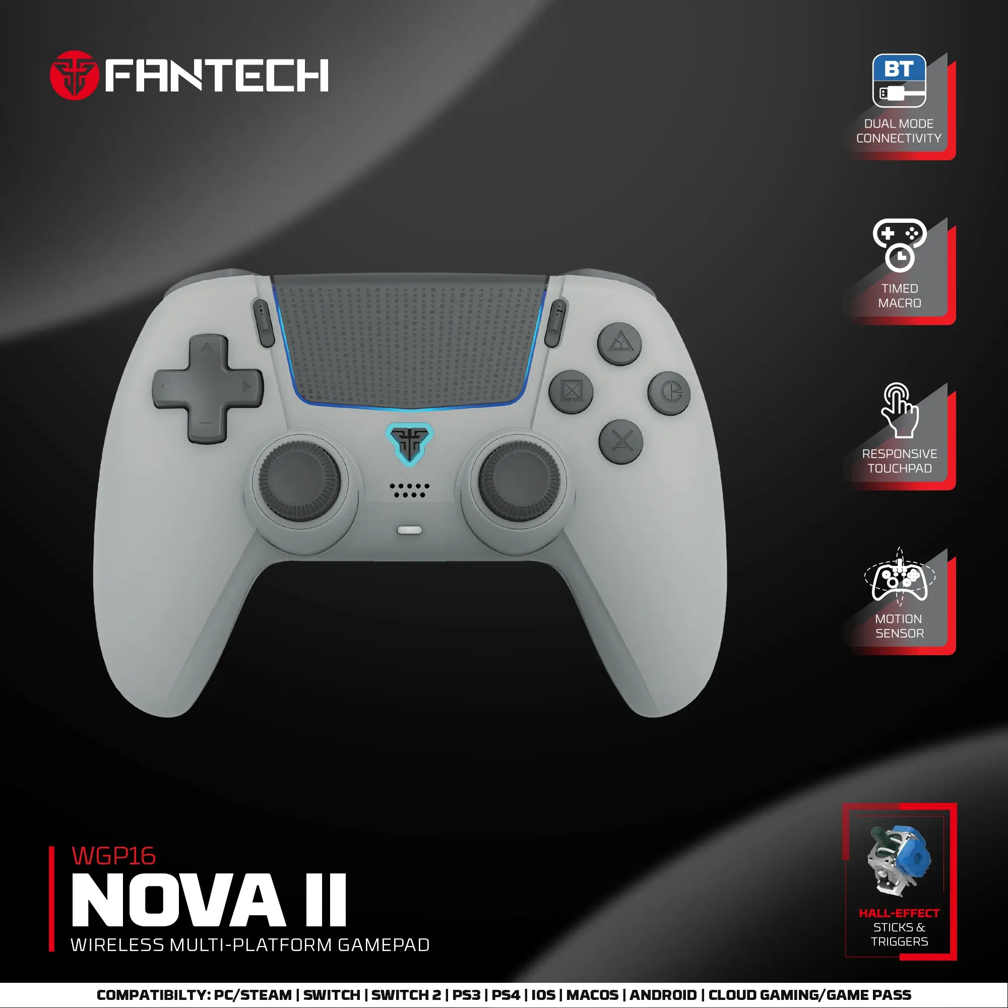 لا سلكي FANTECH WGP16 NOVA II GAMEPAD - رمادي