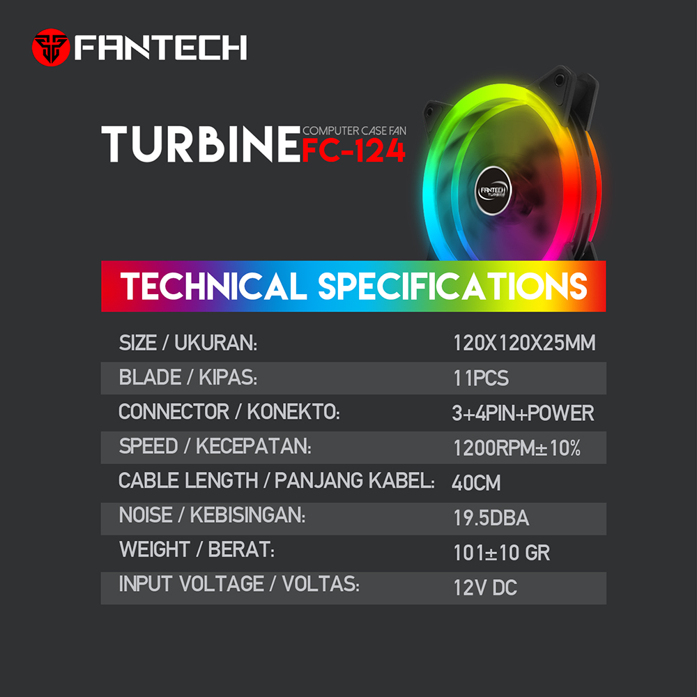 FANTECH FAN RGB FC124