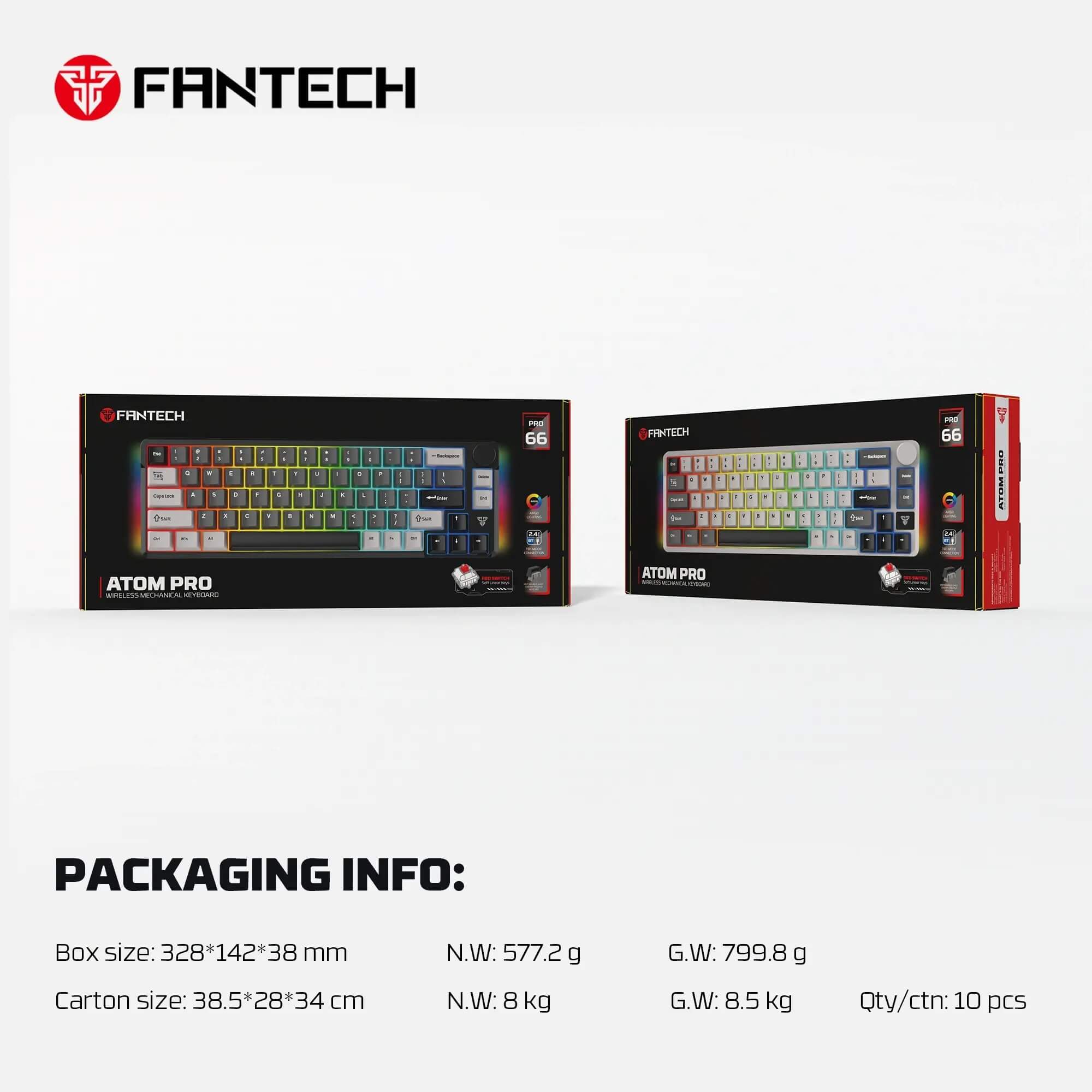  FANTECH MK919 ATOM PRO66 Grey -  مكانيكال جيمنج كيبورد
