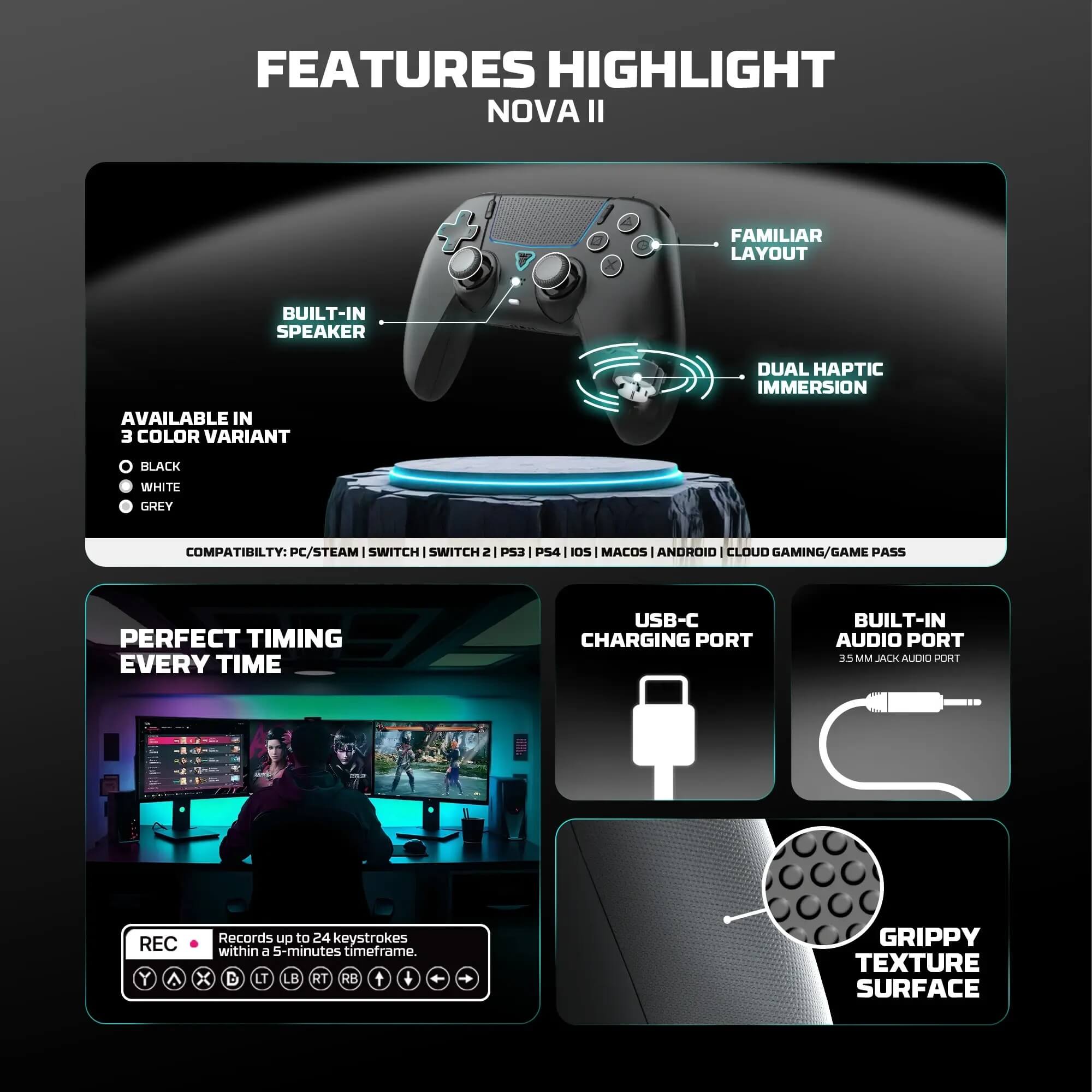 FANTECH WGP16 NOVA II Black قبضة تحكم لاسلكية