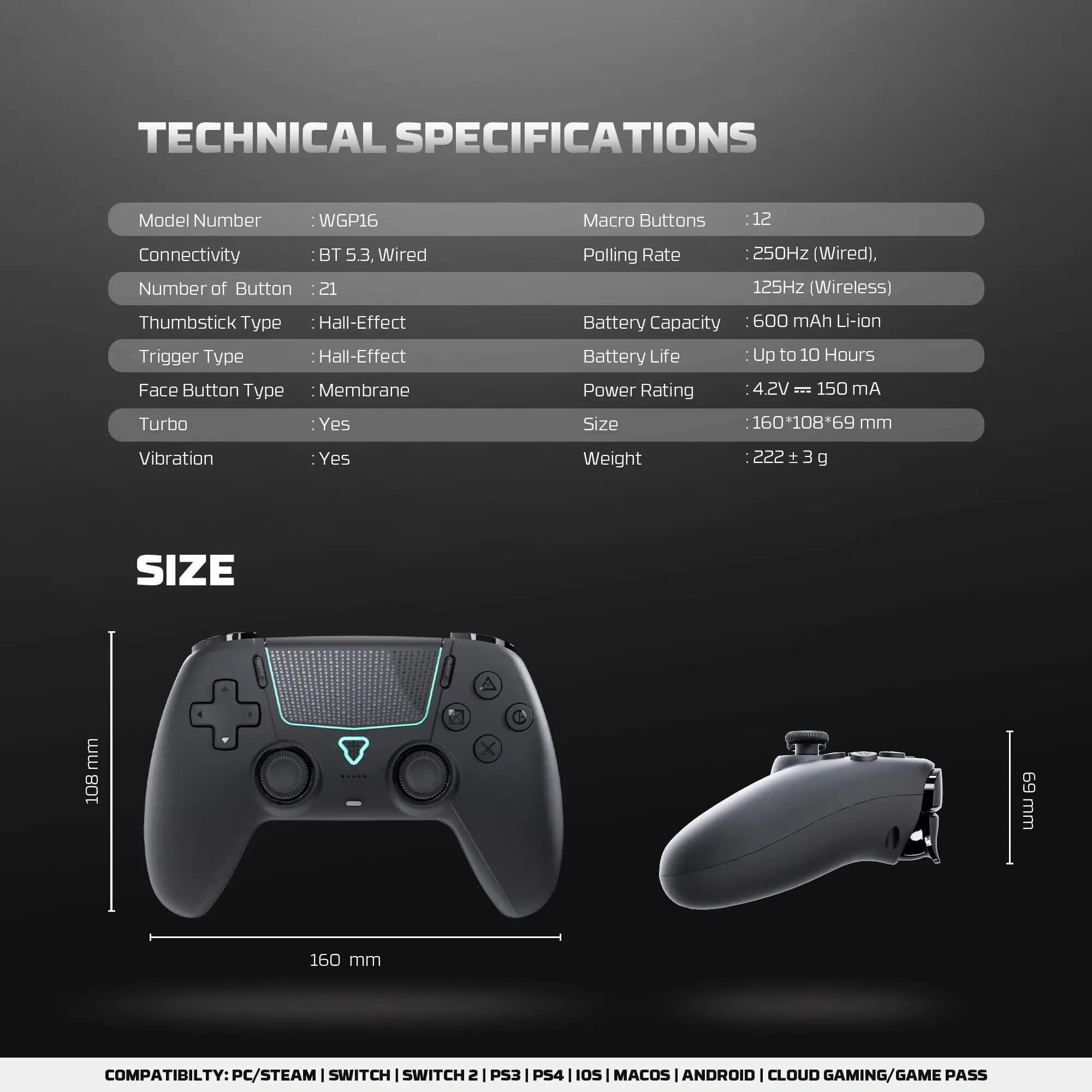 FANTECH WGP16 NOVA II Black GAMEPAD