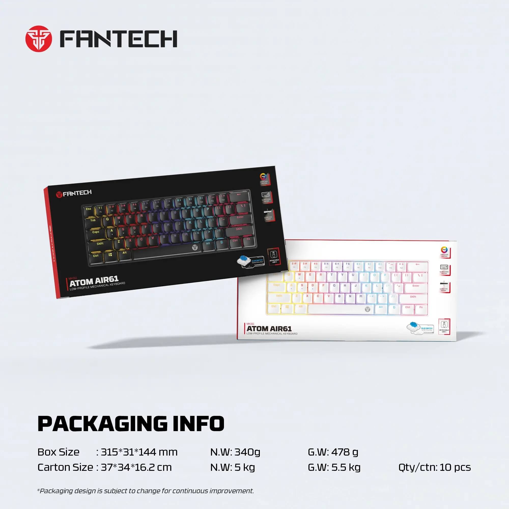 FANTECH MK311 ATOM AIR61 Low Profile مكانيكال جيمنج كيبورد  
