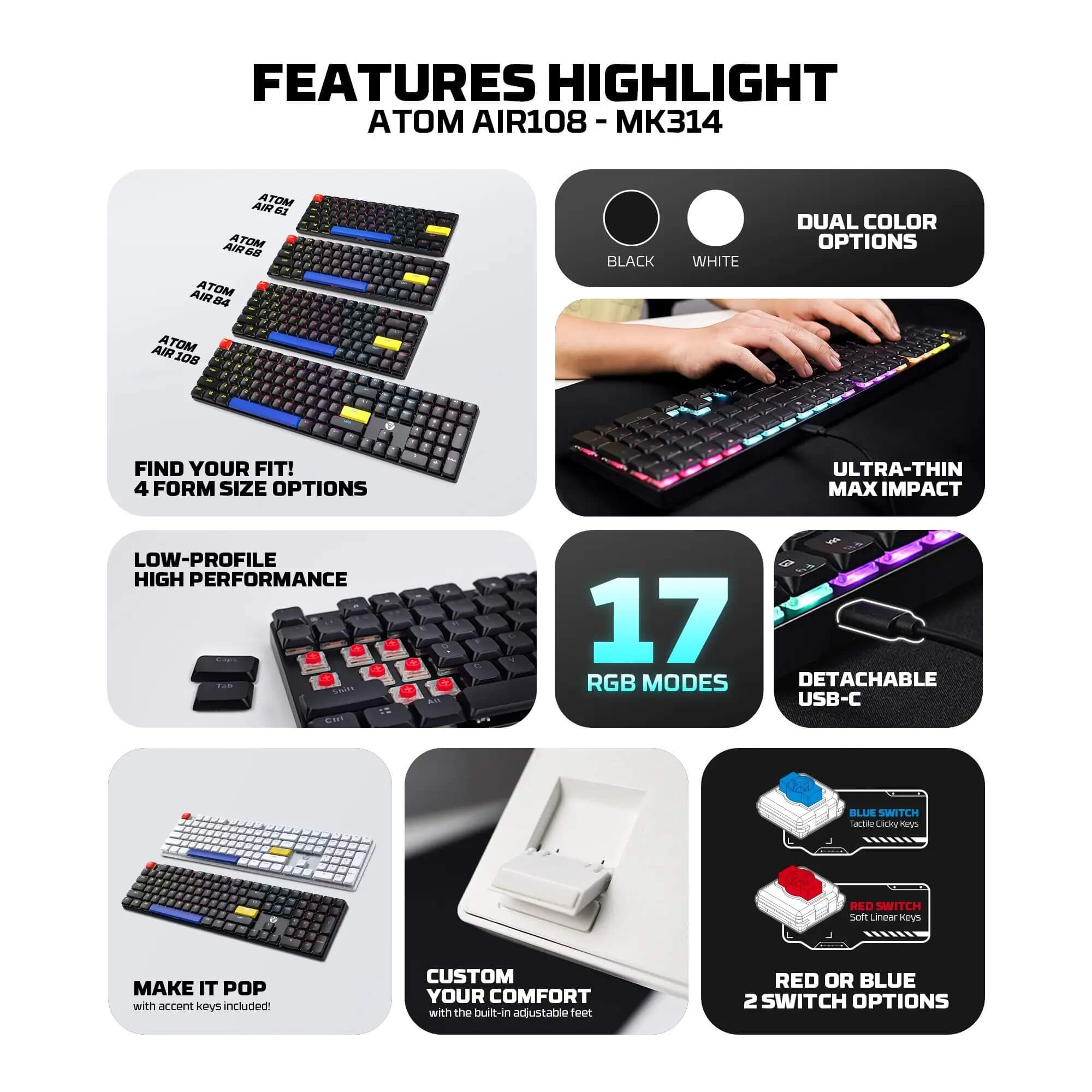 FANTECH MK314 ATOM AIR108 Mechanical Keyboard