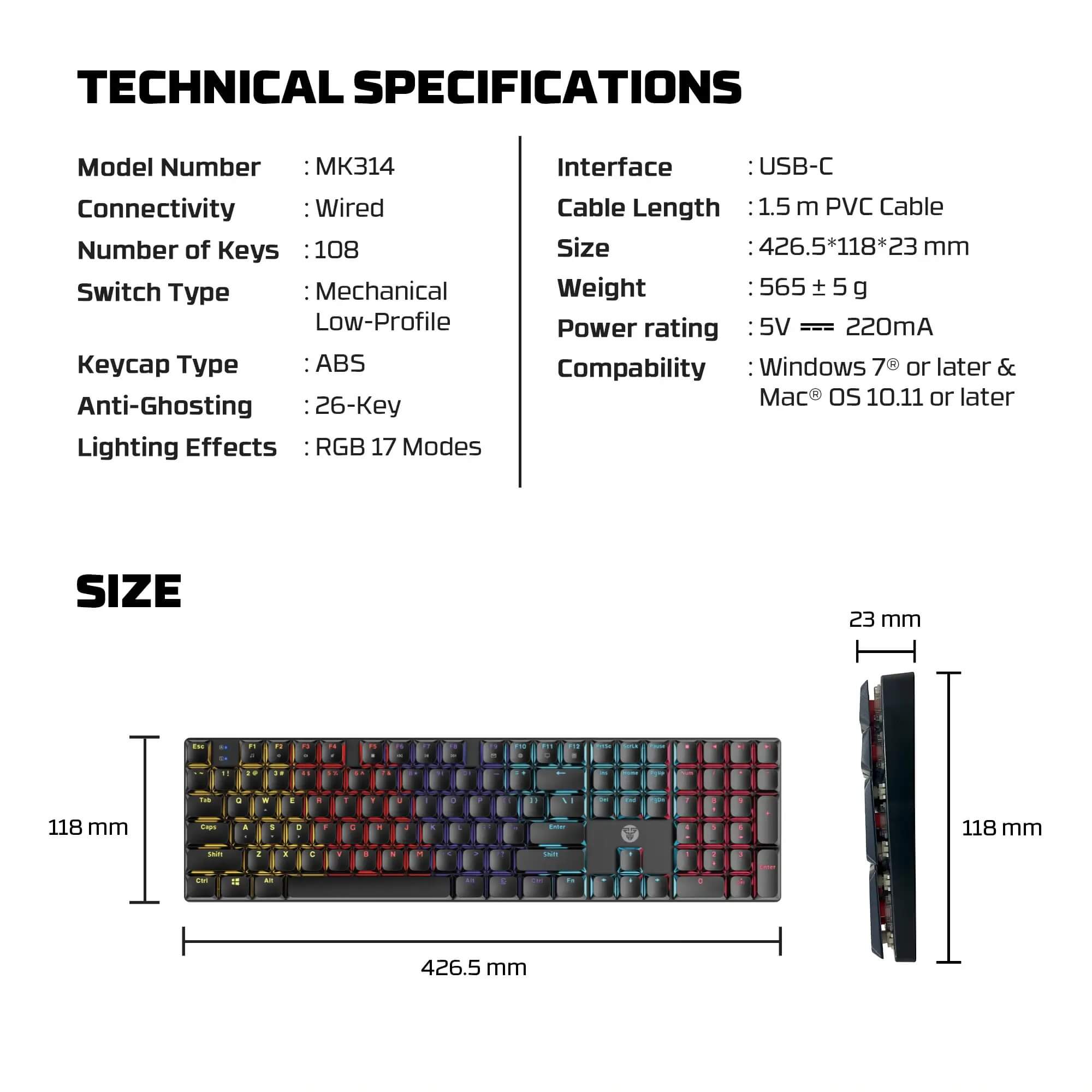 FANTECH MK314 ATOM AIR108 Mechanical Keyboard