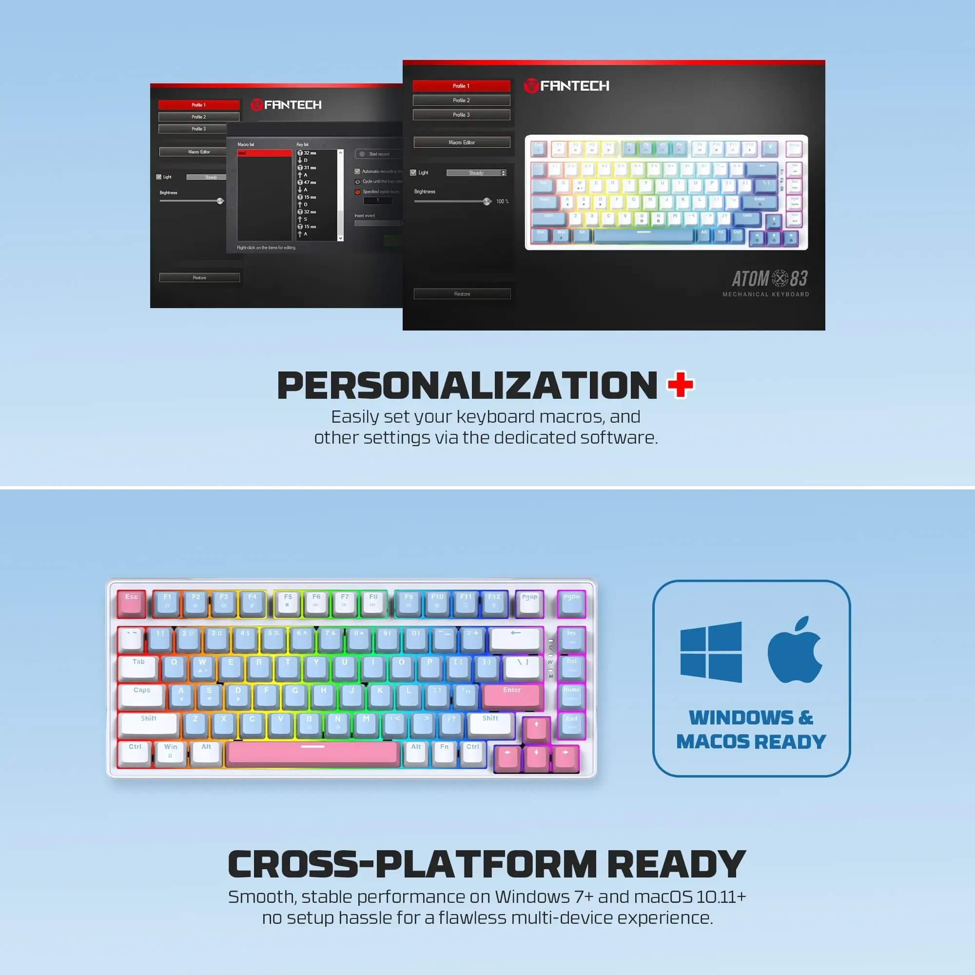  FANTECH MK612 ATOM X83 AME Edition ميكانيكال جيمنج كيبورد