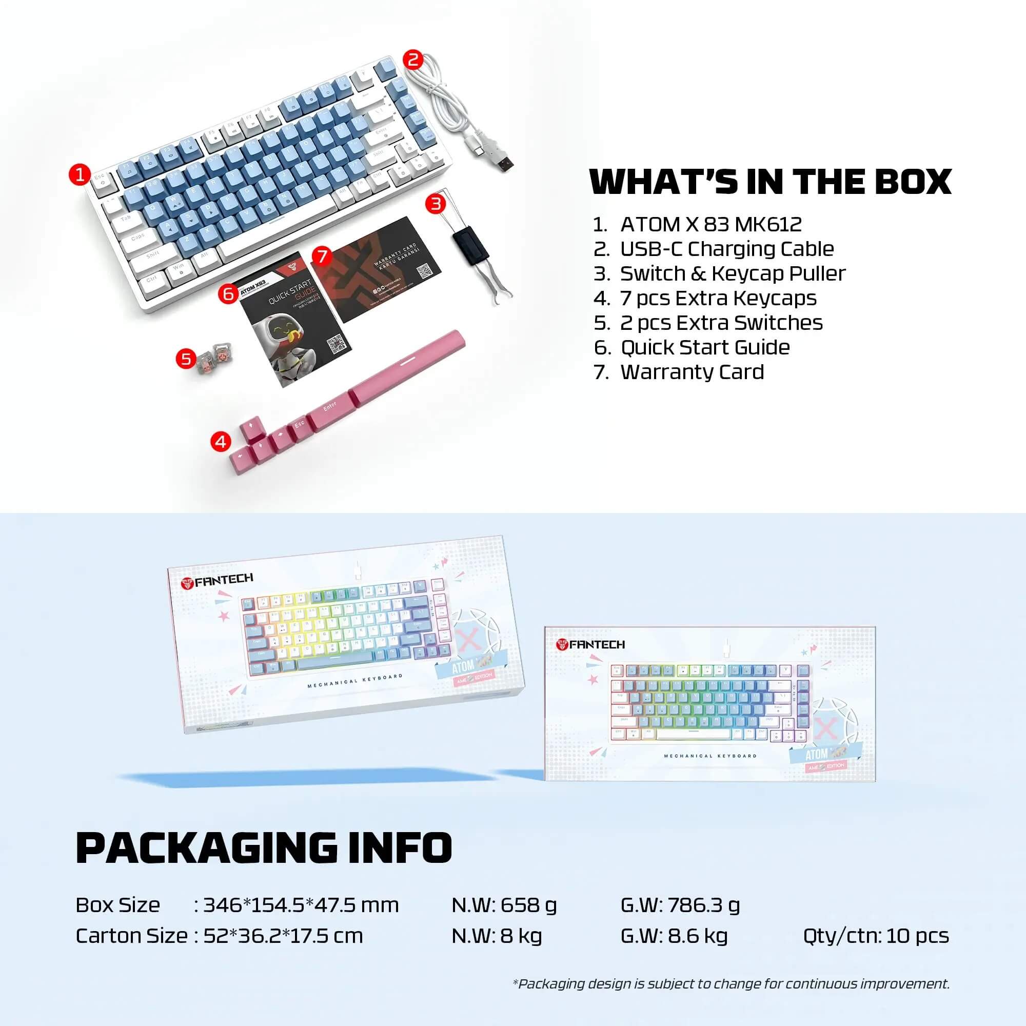  FANTECH MK612 ATOM X83 AME Edition ميكانيكال جيمنج كيبورد