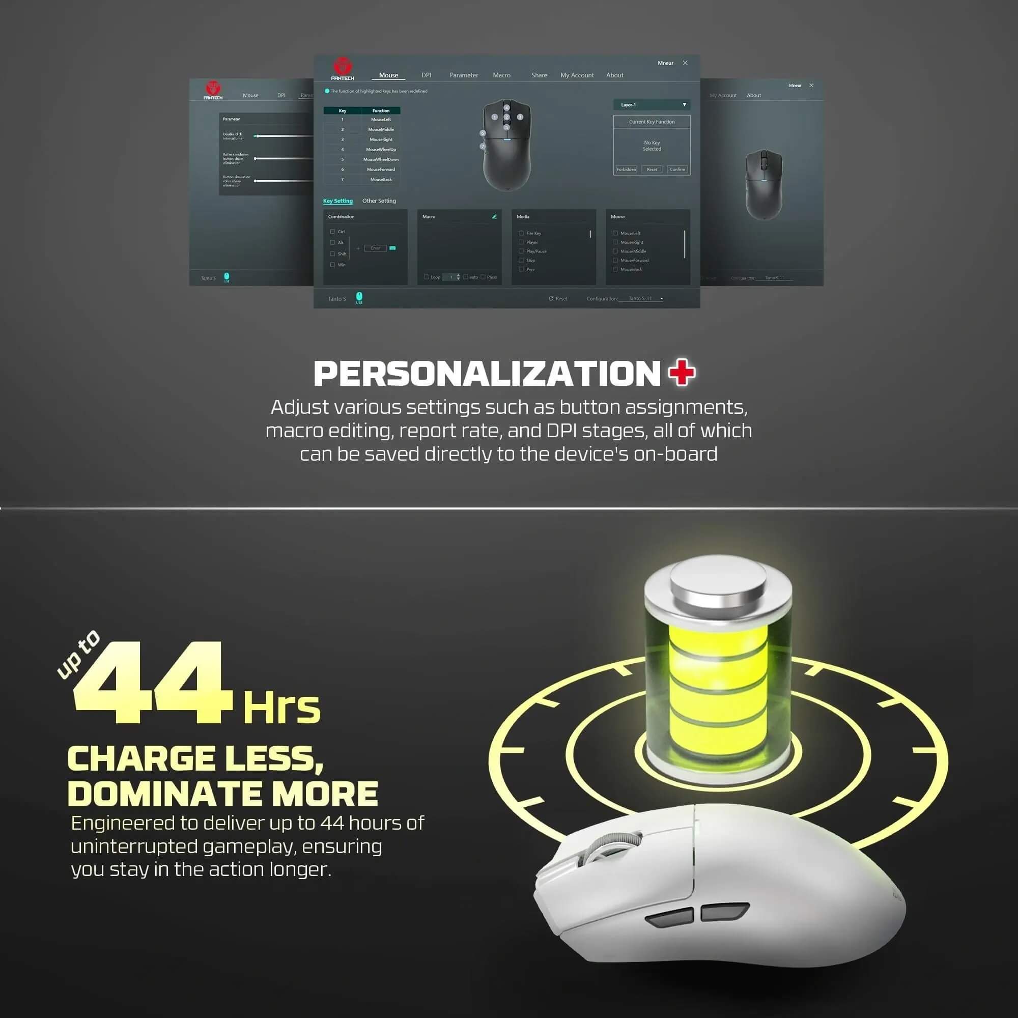 FANTECH WG13S TANTO S TRI-MODE Wireless Gaming Mouse 