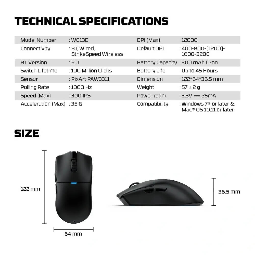 FANTECH WG13E TANTO E TRI-MODE Wireless Gaming Mouse