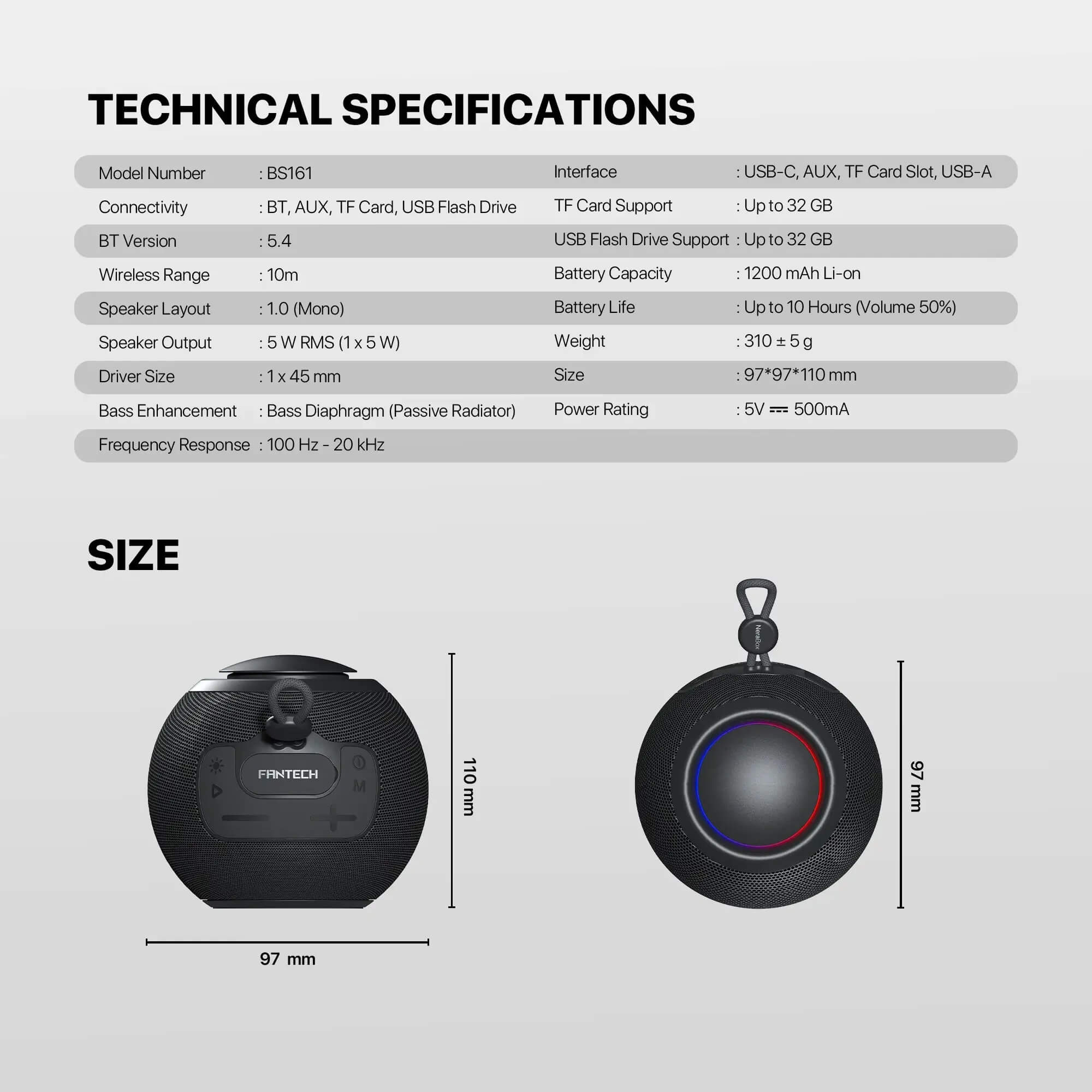 FANTECH NeraBox BS161 HI-FI Portable سبيكر