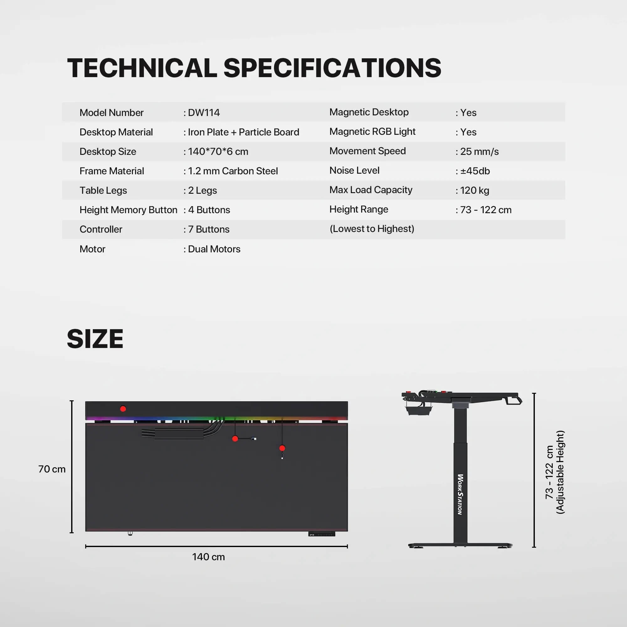 FANTECH DW114 DUBLIN Workstation Magnetic Desk 