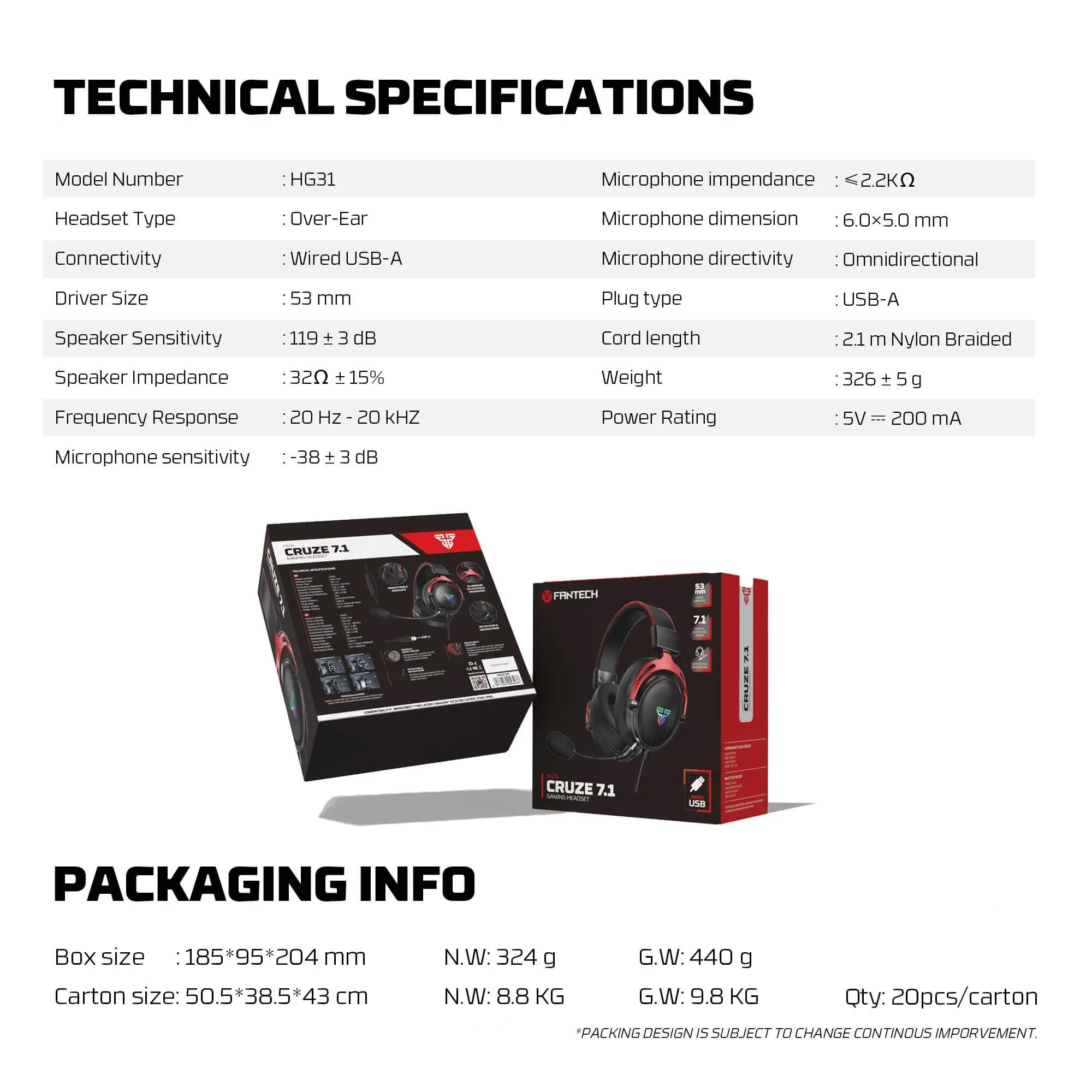 FANTECH HG31 CRUZE 7.1 Surround Sound Gaming Headset