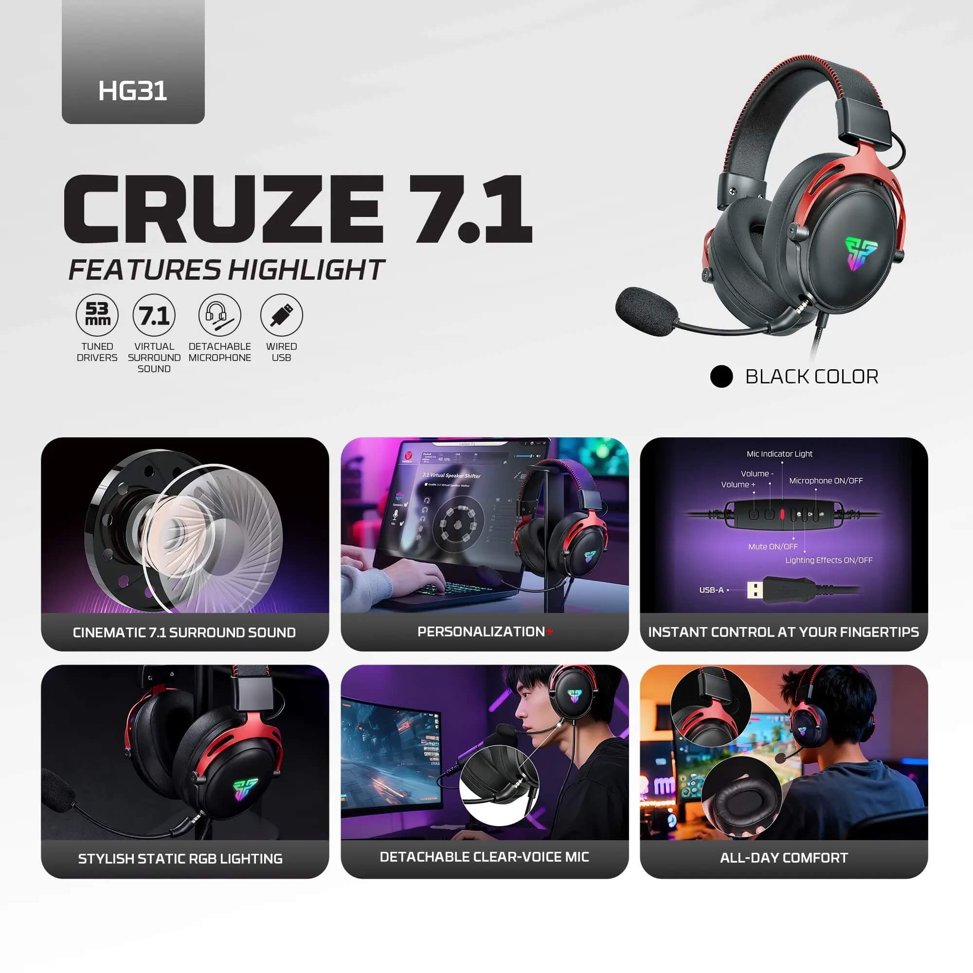 FANTECH HG31 CRUZE 7.1 Surround Sound Gaming Headset