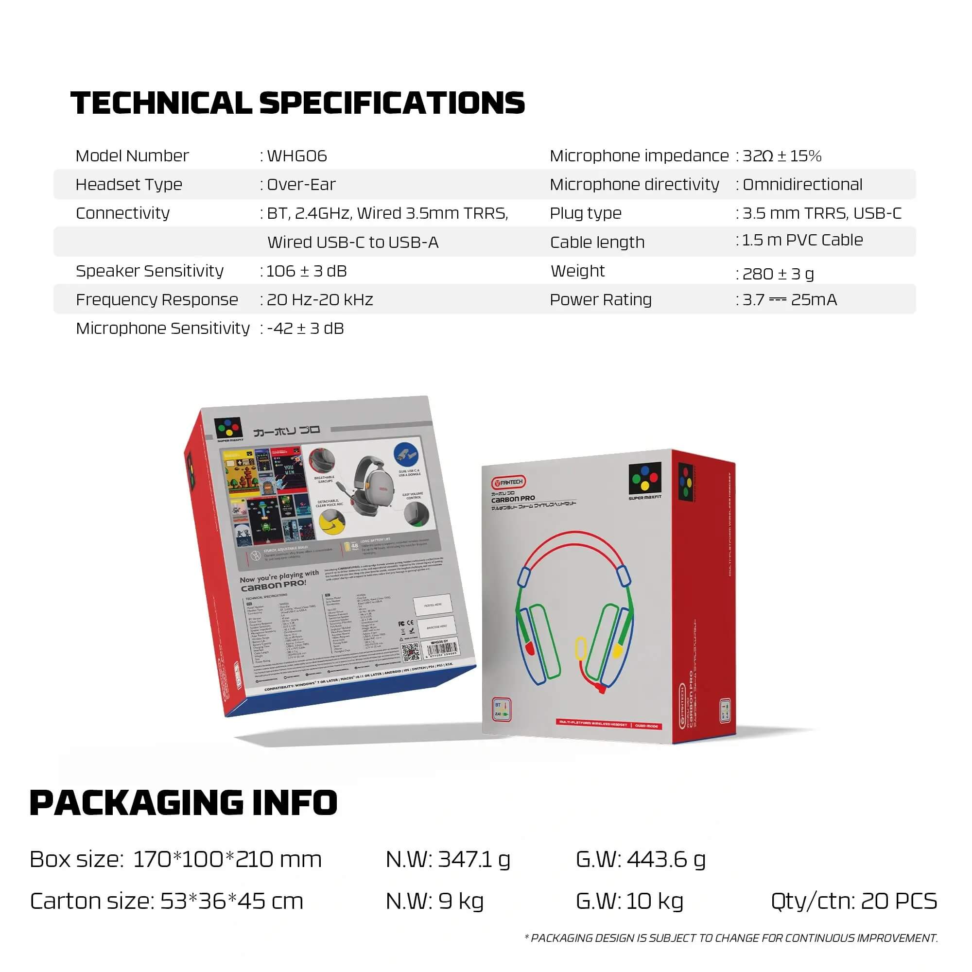  FANTECH WHG06 CARBON PRO Super MAXFIT سماعات جيمنج وايرلس